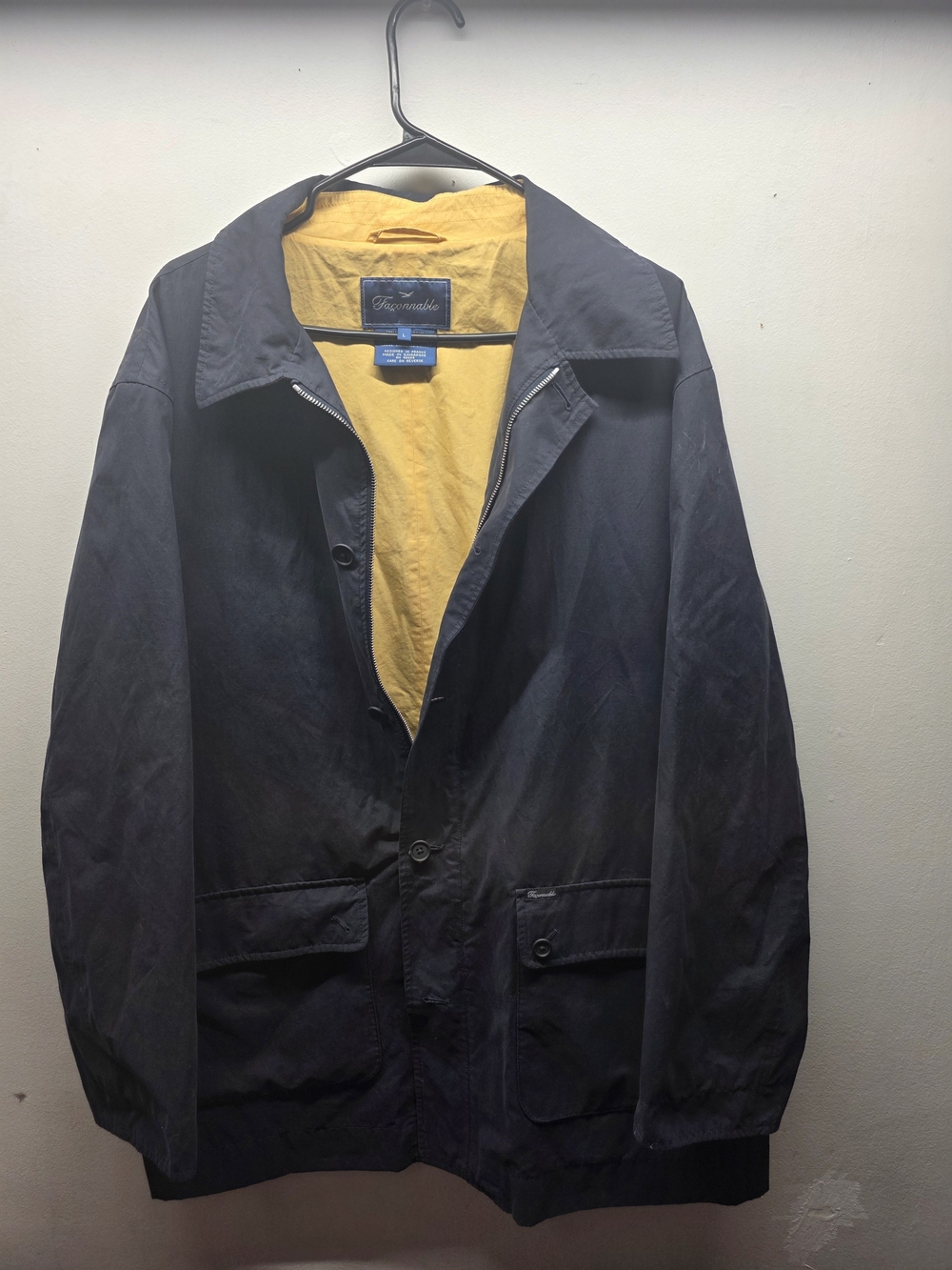Faconnable Navy Jacket with Yellow Lining